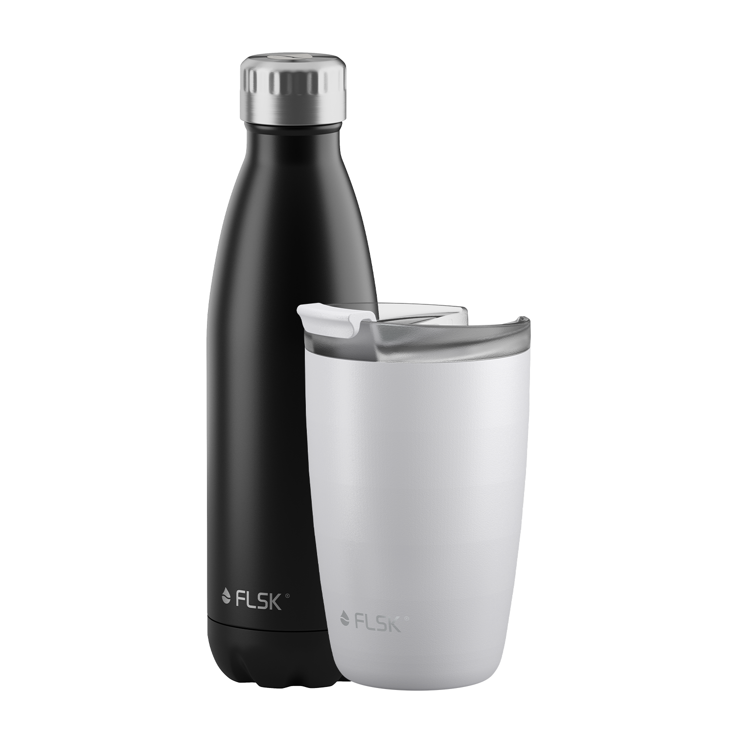 FLSK Trinkflasche und CUP To go-Becher aus der Essentials Series von FLSK