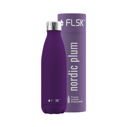 FLSK Trinkflasche 500 ml aus Edelstahl nordic plum Verpackung