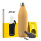 FLSK Premium Bundle Trinkflasche 1000 ml aus Edelstahl sunrise mit Neoprentasche und Reinigungsperlen