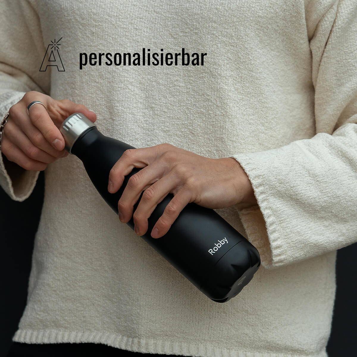 personalisierbare Trinkflasche von FLSK aus Edelstahl