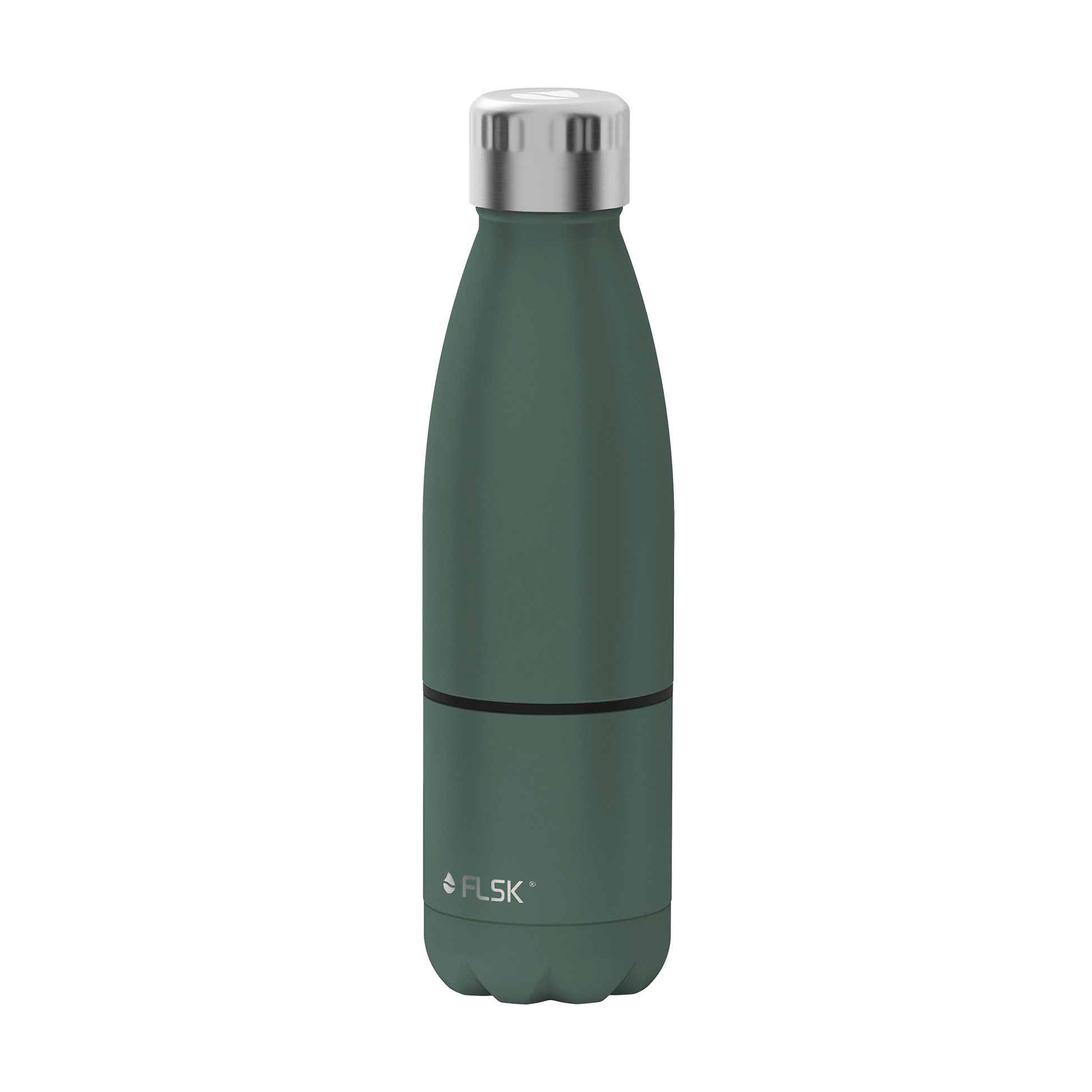 FLSK Trinkflasche mit Becher aus Edelstahl ridge green