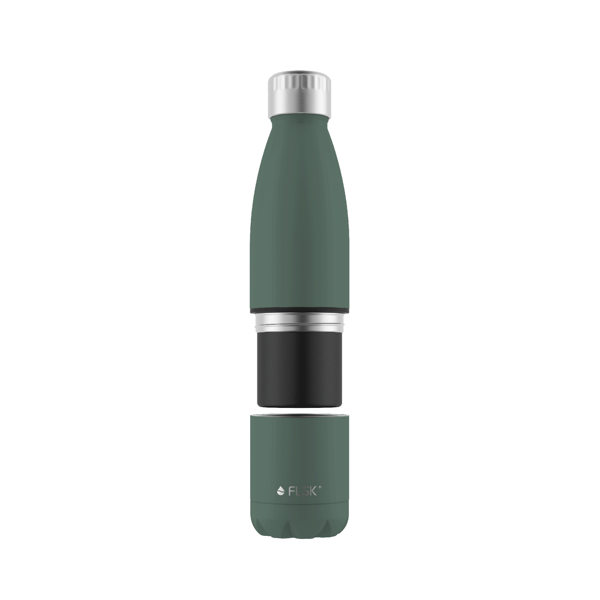 FLSK Trinkflasche mit Becher aus Edelstahl ridge green