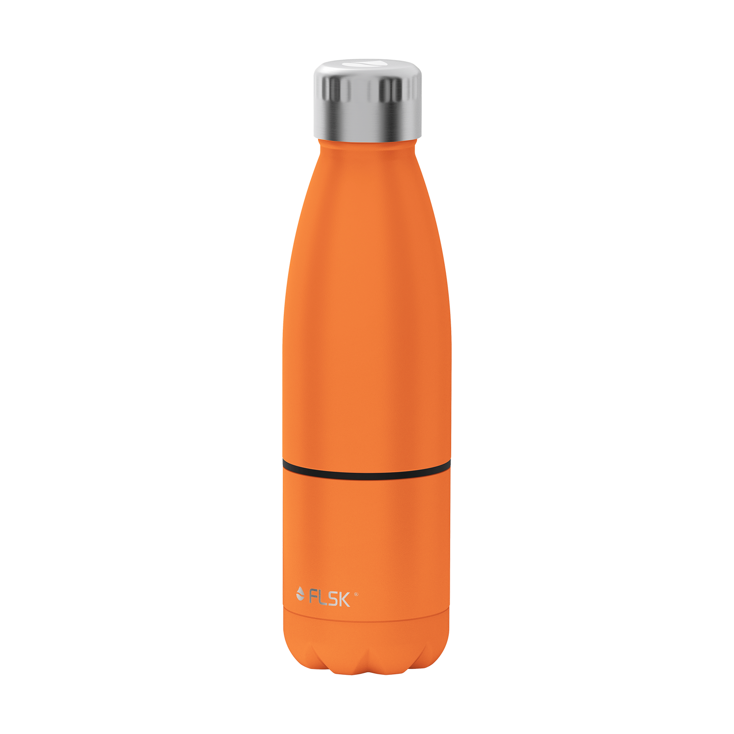 FLSK Trinkflasche mit Becher aus Edelstahl trail orange