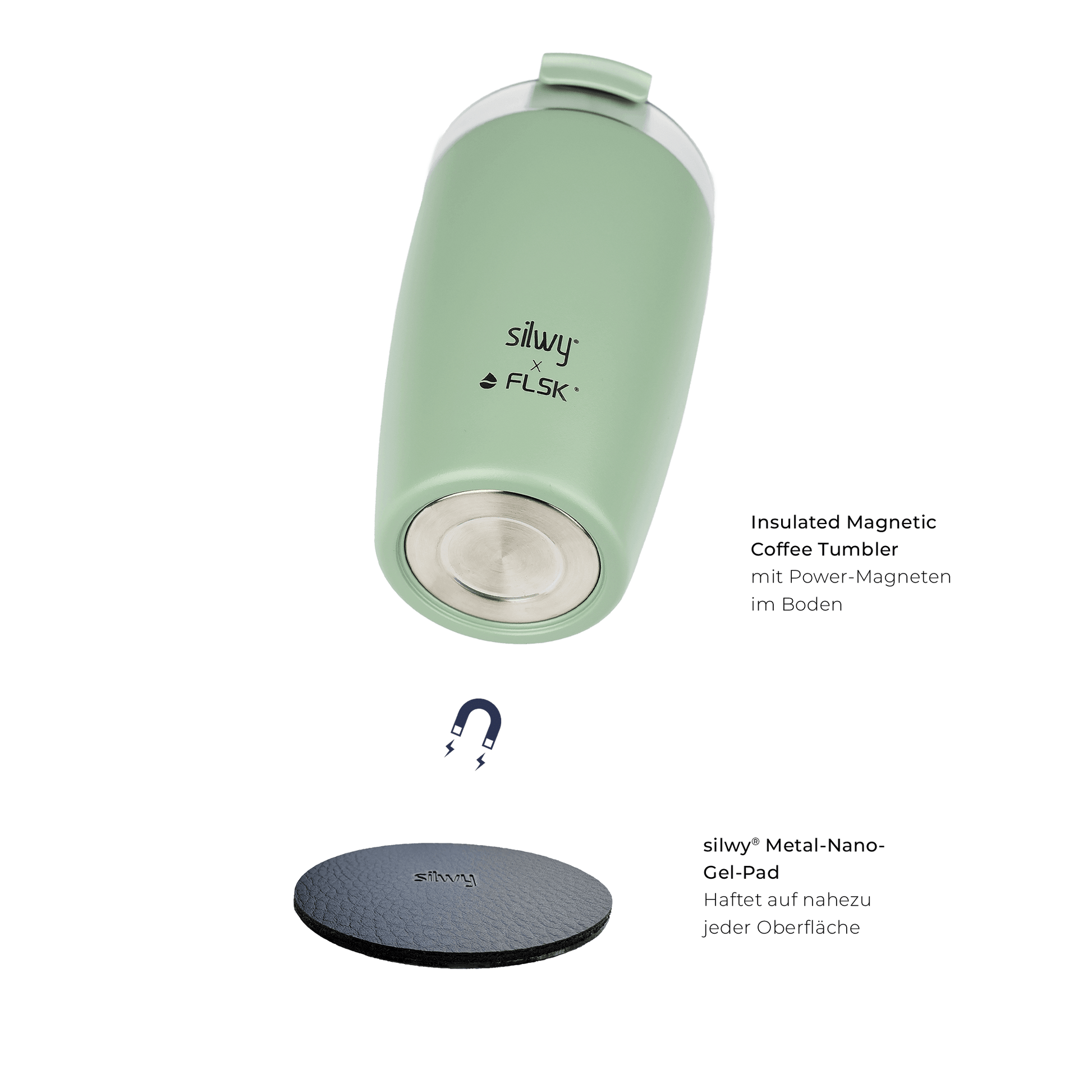 FLSK x silwy magnetischer Kaffeebecher aus Edelstahl sage