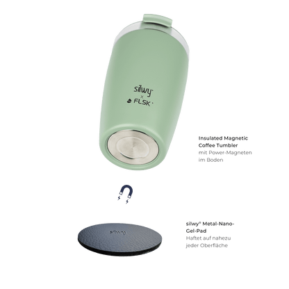 FLSK x silwy magnetischer Kaffeebecher aus Edelstahl sage