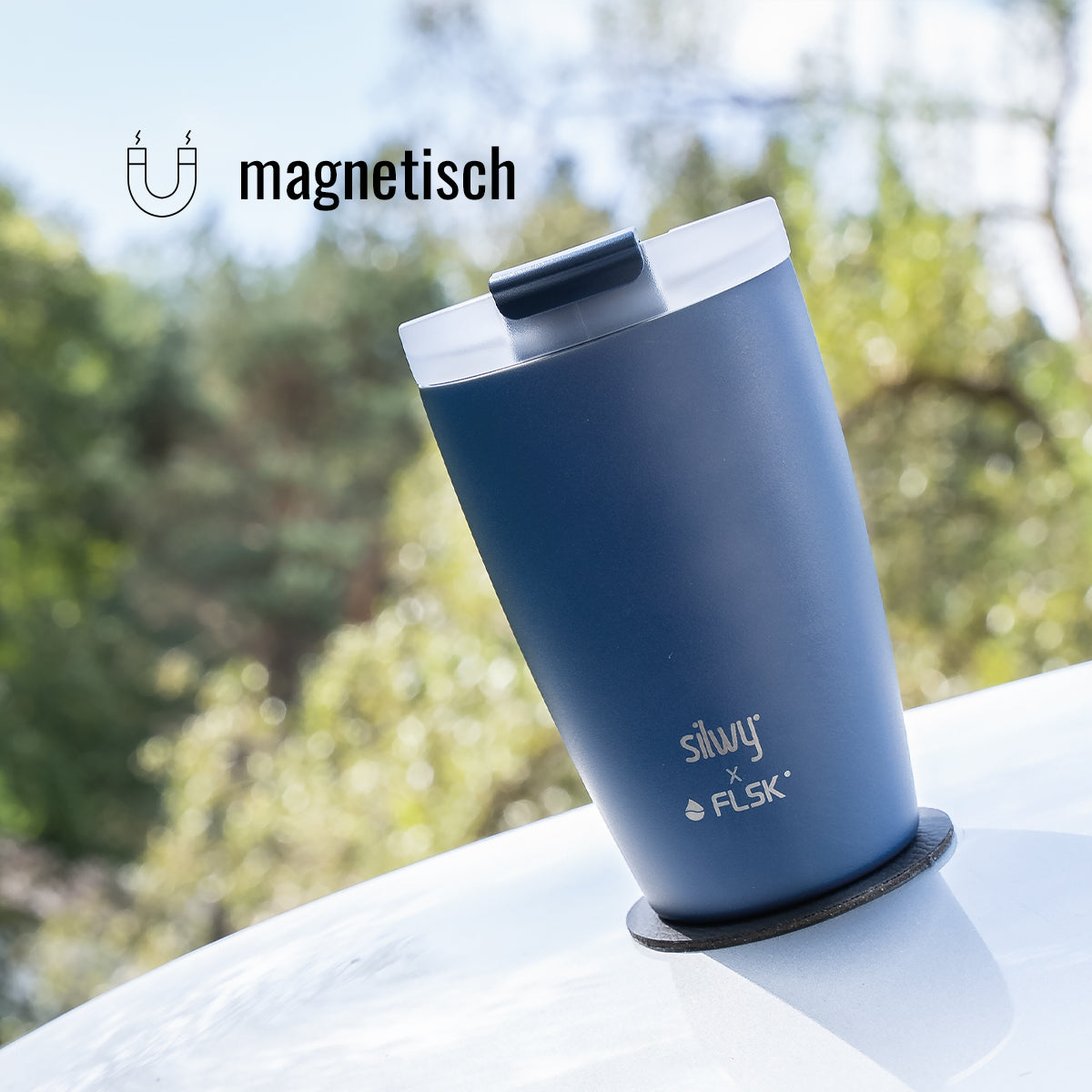 FLSK x silwy magnetischer Kaffeebecher aus Edelstahl